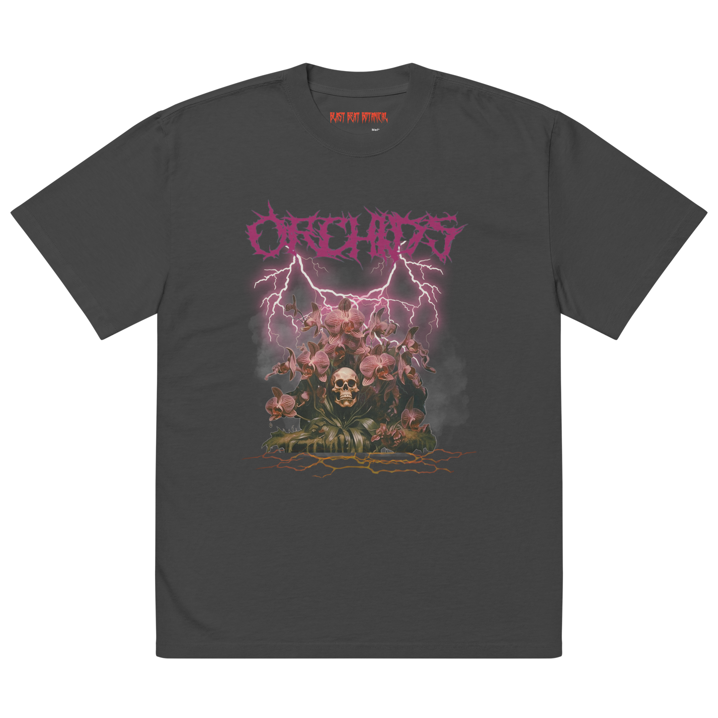 Thunder Bloom: Orchids in the Storm - Oversized faded t-shirt